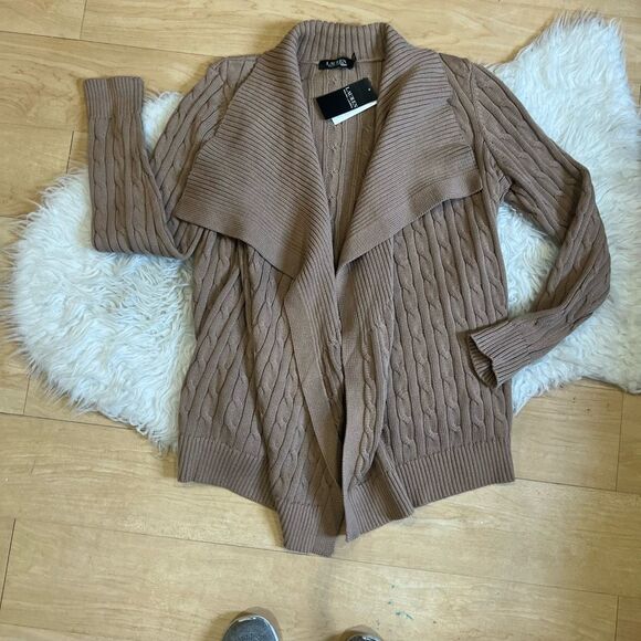 Lauren Ralph Lauren Women's Brown Collar Cardigan Sweater Size L NWT - Picture 8 of 9